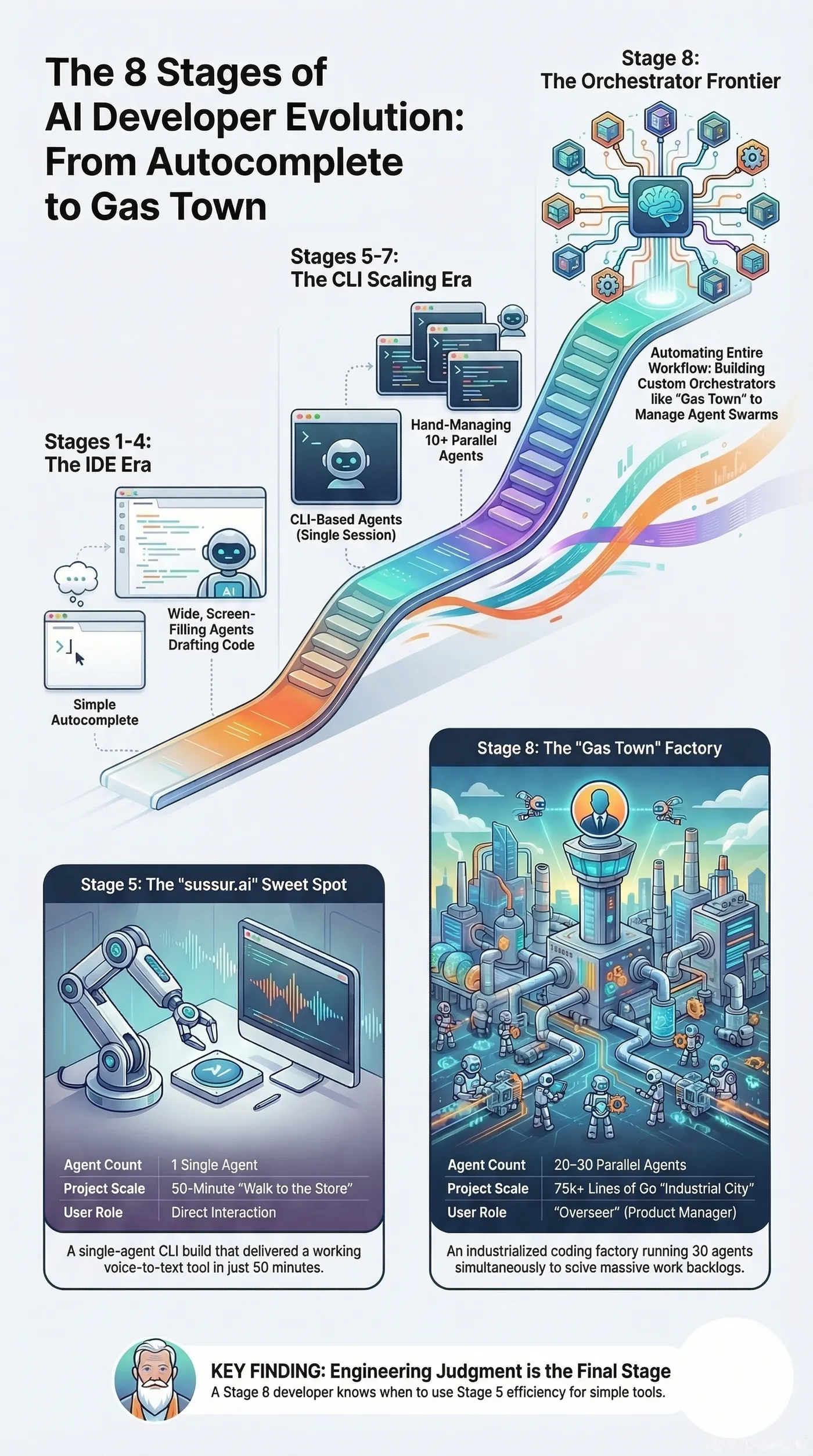 The 8 Stages of AI Developer Evolution: From Autocomplete to Gas Town
